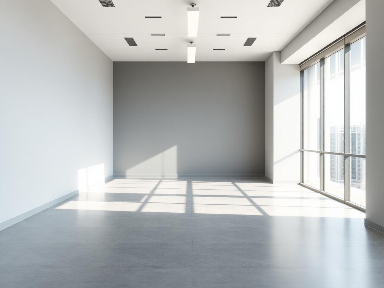 Interior comercial con paredes recién pintadas